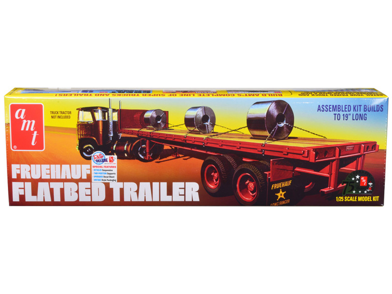 Skill 3 Model Kit Fruehauf Flatbed Trailer 1/25 Scale Model by AMT