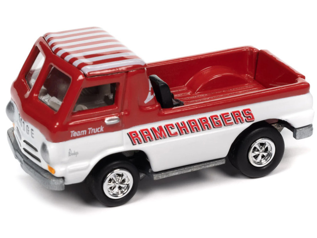 1965 Dodge A-100 Pickup Truck Red and White with Enclosed Car Trailer "Ramchargers" "Tow & Go" Series Limited Edition to 3744 pieces Worldwide 1/64 Diecast Model Car by Johnny Lightning