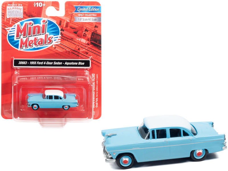 ミウラ 1955 Ford 4-Door Sedan Aquatone Blue with White Top 1/87 (HO