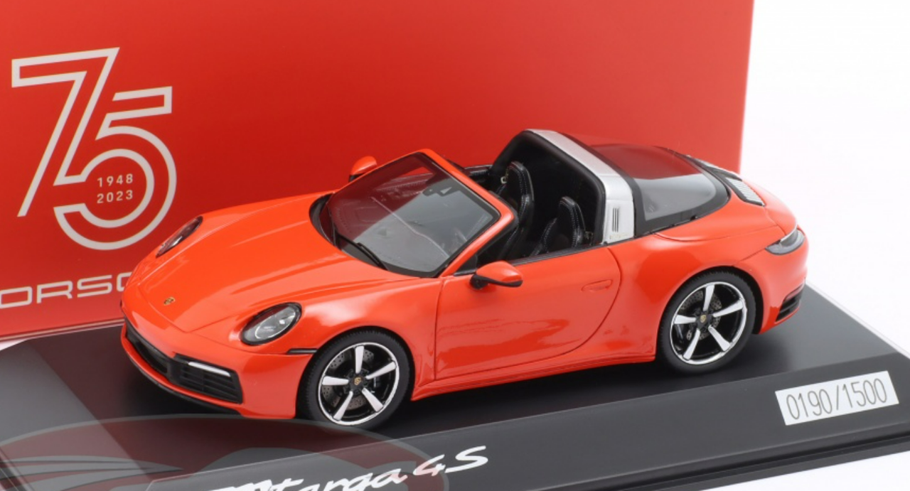 1/43 Dealer Edition 2020 Porsche 911 (992) Targa 4S (Lava Orange) Car Model
