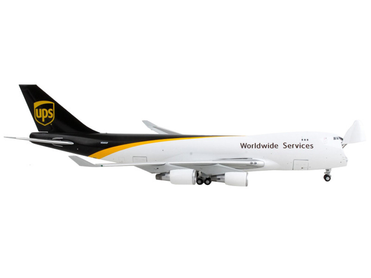 Boeing 747-400F Commercial Aircraft "UPS Worldwide Service" White and Brown "Interactive Series" 1/400 Diecast Model Airplane by GeminiJets