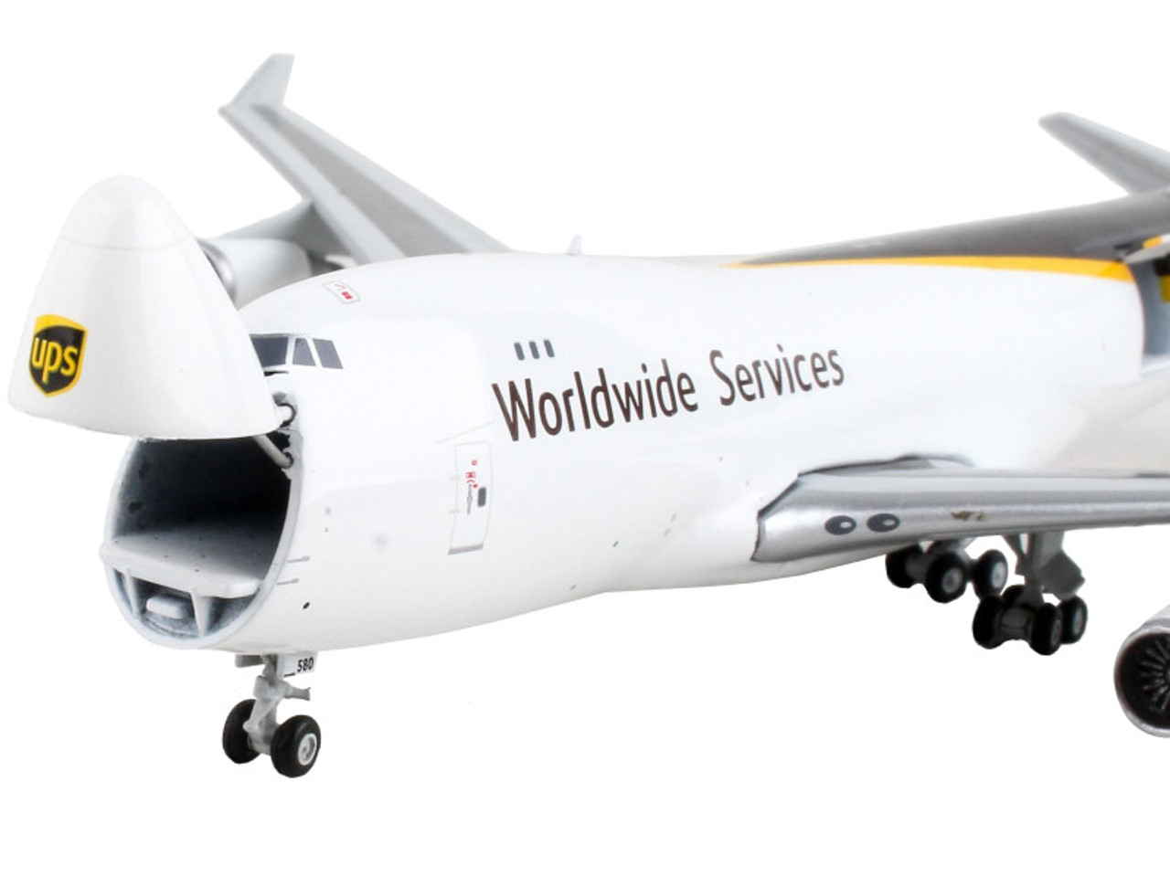 Boeing 747-400F Commercial Aircraft "UPS Worldwide Service" White and Brown "Interactive Series" 1/400 Diecast Model Airplane by GeminiJets