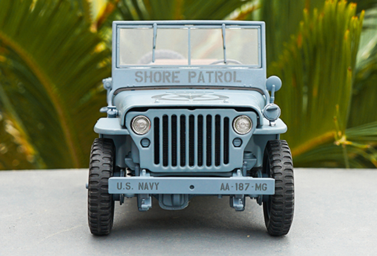 1/18 Welly FX Classic Jeep Willys M151 WW2 Quarter 1/4 Ton Army Truck (Blue / Grey) Diecast Car Model