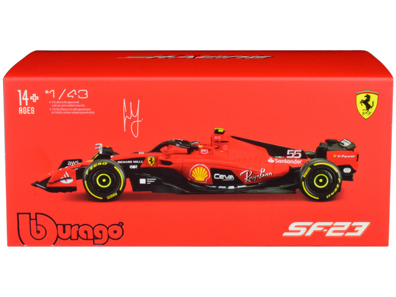 1/43 BBurago 2023 Formula 1 Carlos Sainz Jr. Ferrari SF-23 #55 Car