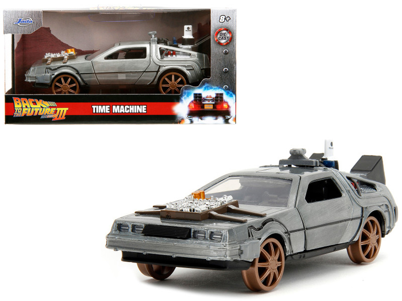 DeLorean DMC (Time Machine) Brushed Metal Train Wheel Version