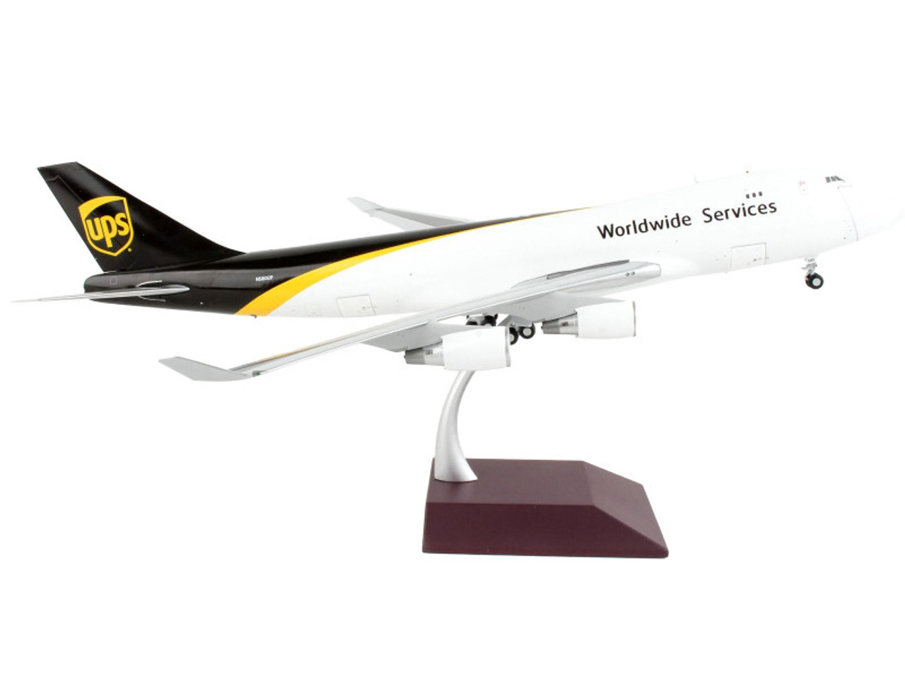 Boeing 747-400F Commercial Aircraft "UPS Worldwide Services" White with Brown Tail "Gemini 200 - Interactive" Series 1/200 Diecast Model Airplane by GeminiJets