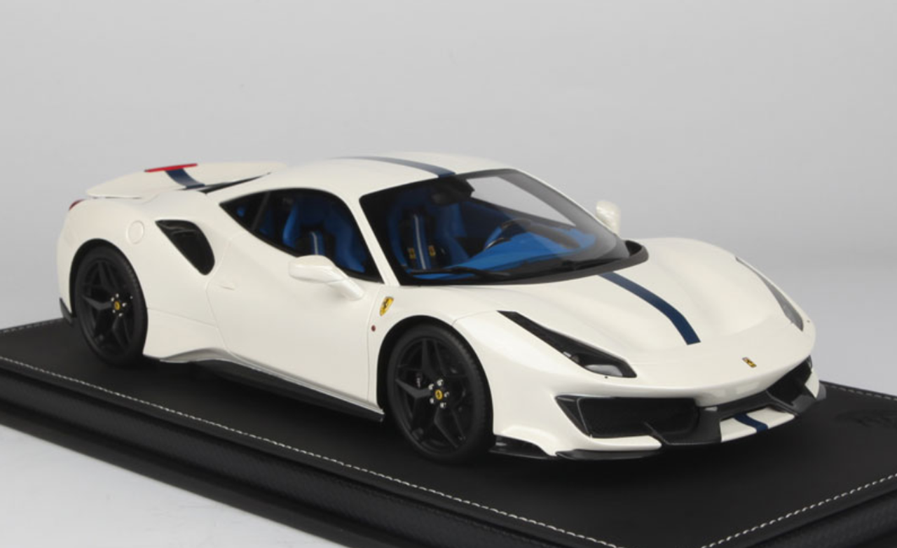 118 Bbr Ferrari 488 Pista Italian White W Blue Stripe Resin Car Model Limited 20