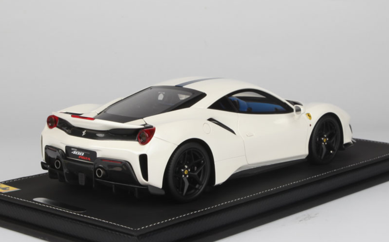 118 Bbr Ferrari 488 Pista Italian White W Blue Stripe Resin Car Model Limited 20