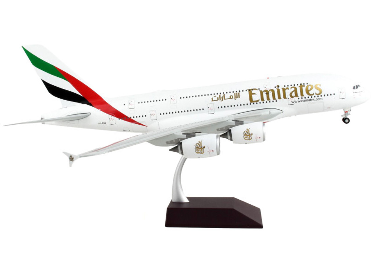 Airbus A380-800 Commercial Aircraft "Emirates Airlines - A6-EUV" White with Striped Tail "Gemini 200" Series 1/200 Diecast Model Airplane by GeminiJets