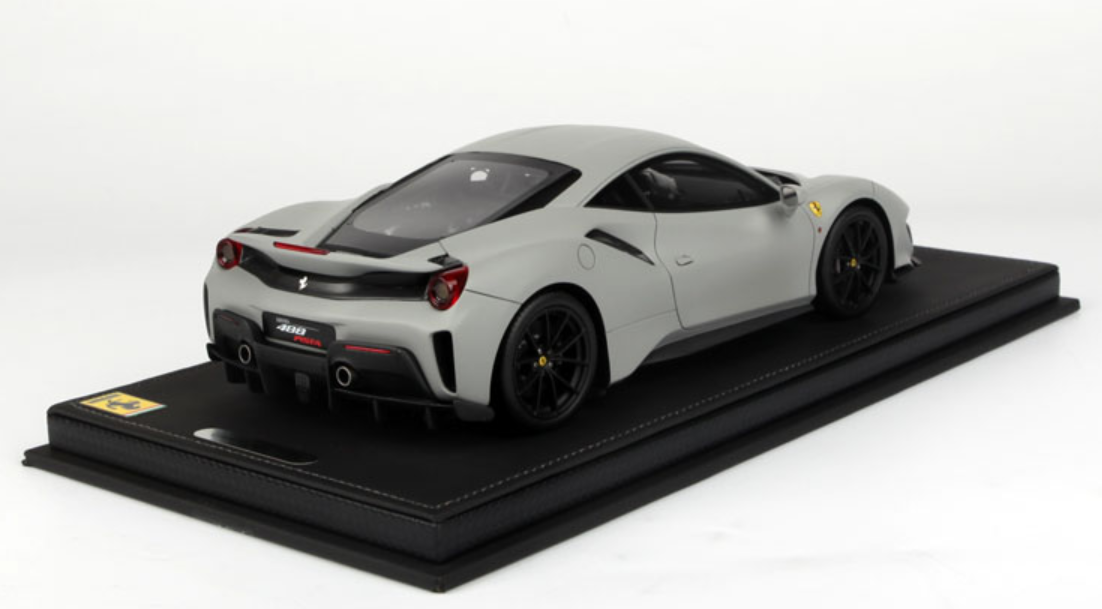 118 Bbr 2018 Ferrari 488 Pista Matte Grey Matt Grey Resin Car Model Limited 20