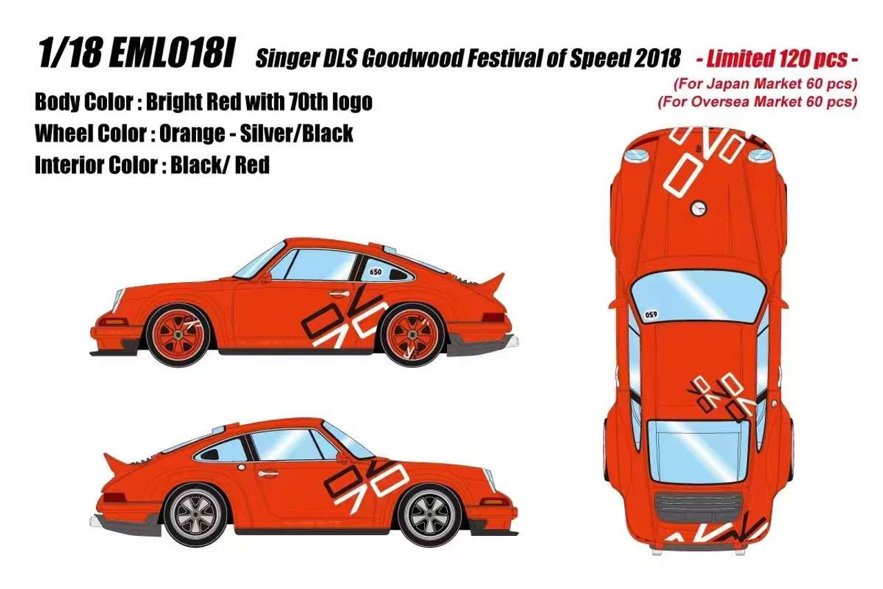 1/18 Makeup Porsche Singer DLS Goodwood Festival of Speed 2018 (Bright Red with 70th Logo) Car Model