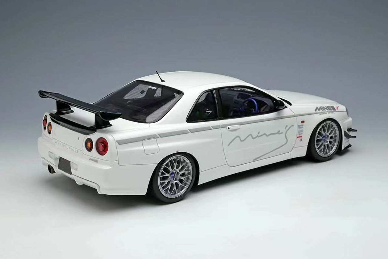 1/18 Makeup Nissan Mine's Skyline GT-R (BNR34) V-Spec N1 2012 BBS Wheels (White) Car Model