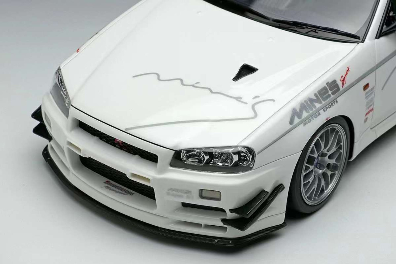 1/18 Makeup Nissan Mine's Skyline GT-R (BNR34) V-Spec N1 2012 BBS Wheels (White) Car Model