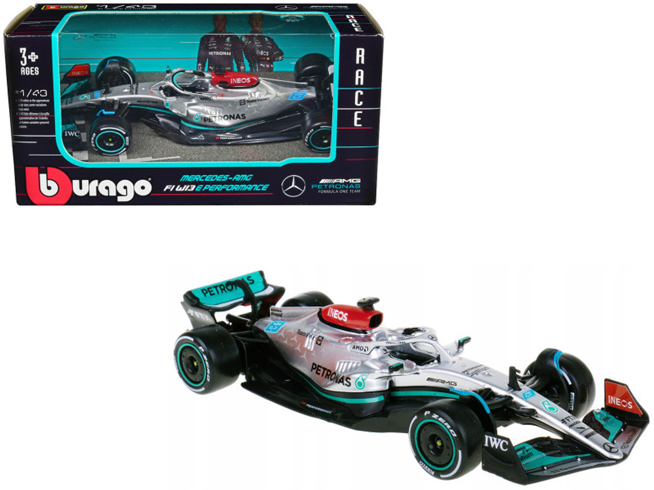 Mercedes-AMG F1 W13 E Performance #63 George Russell "F1 Formula One World Championship" (2022) 1/43 Diecast Model Car by Bburago