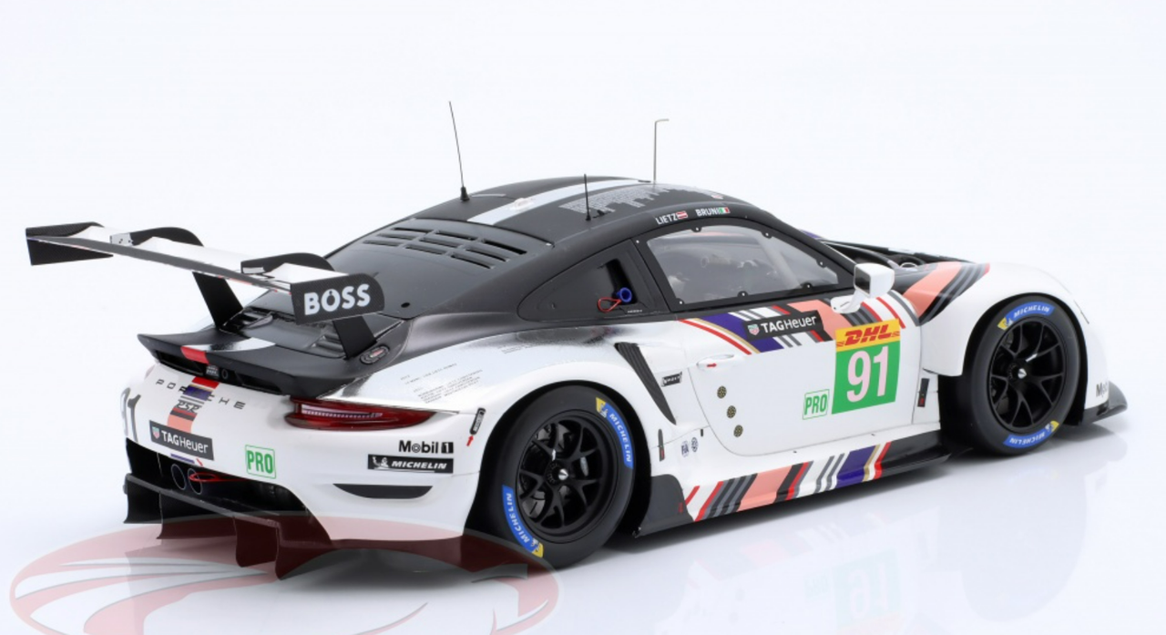 1/18 Dealer Edition 2022 Porsche 911 RSR-19 Goodbye #91 Last Race WEC Porsche GT-Team Gianmaria Bruni, Richard Lietz Car Model