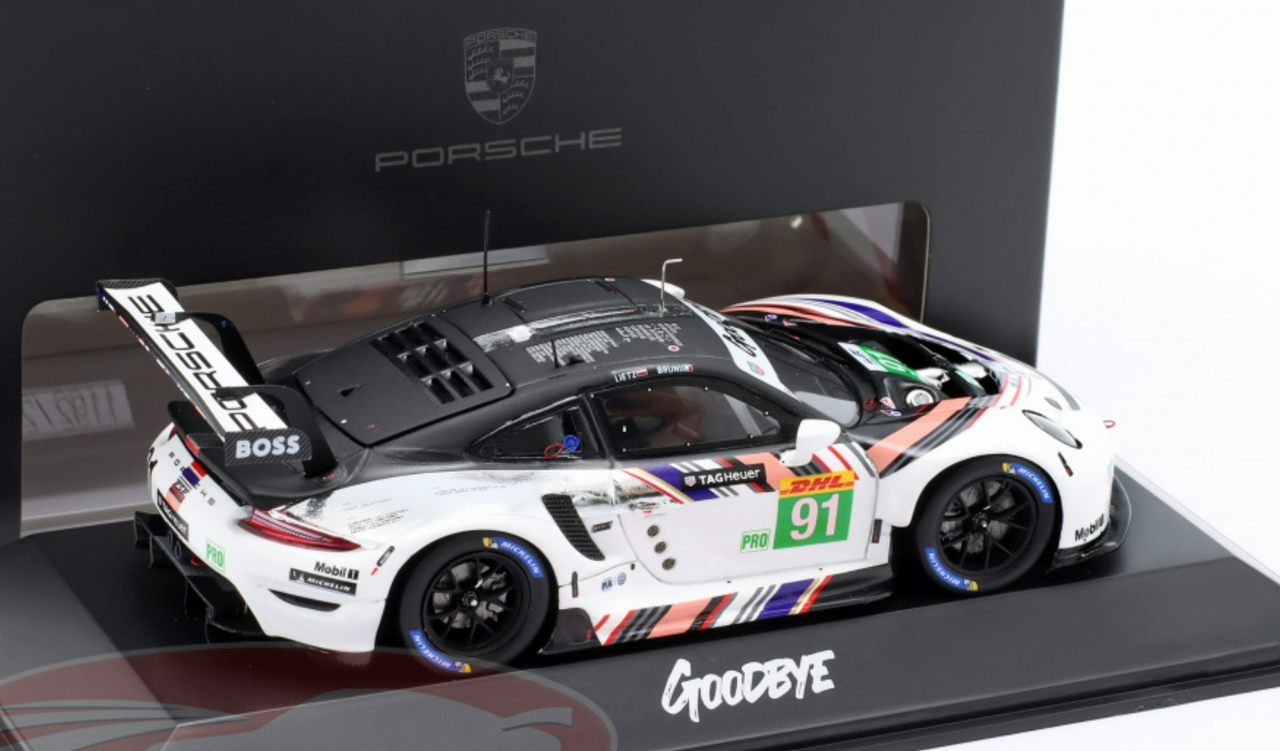 1/43 Dealer Edition 2022 Porsche 911 RSR-19 Goodbye #91 Last Race WEC Porsche GT-Team Gianmaria Bruni, Richard Lietz Car Model