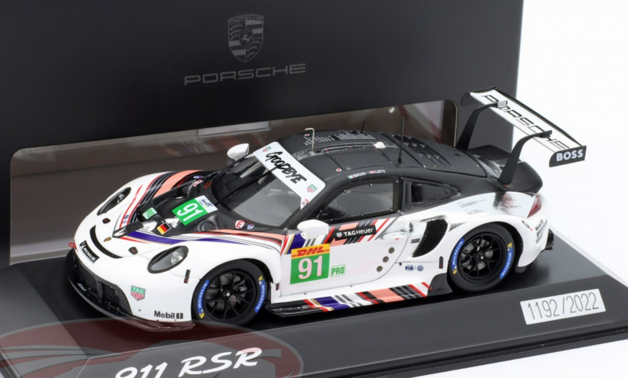 1/43 Dealer Edition 2022 Porsche 911 RSR-19 Goodbye #91 Last Race WEC Porsche GT-Team Gianmaria Bruni, Richard Lietz Car Model
