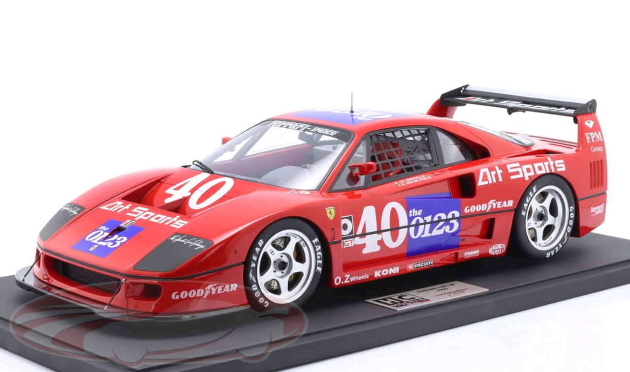 1/8 HC Models 1990 Ferrari F40 LM #40 9th Lime Rock IMSA 0123 Art Sports  Jean-Pierre Jabouille, Eric van de Poele Car Model