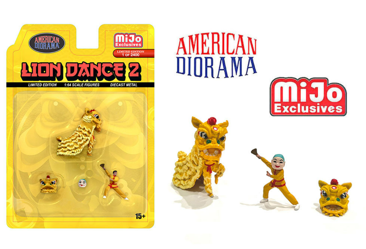 1/64 American Diorama Lion Dance Set (Yellow) Figures