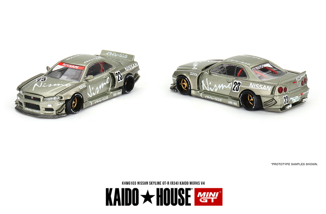 1/64 Kaido House & Mini GT Nissan Skyline GT-R (R34) Kaido Works V4 Diecast Car Model