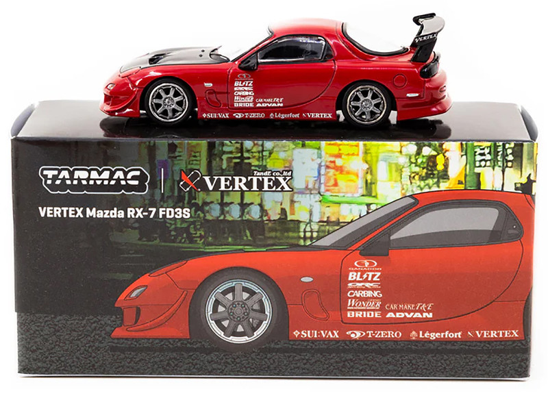 1/64 Tarmac Works VERTEX Mazda RX-7 FD3S (Red) Diecast Car Model