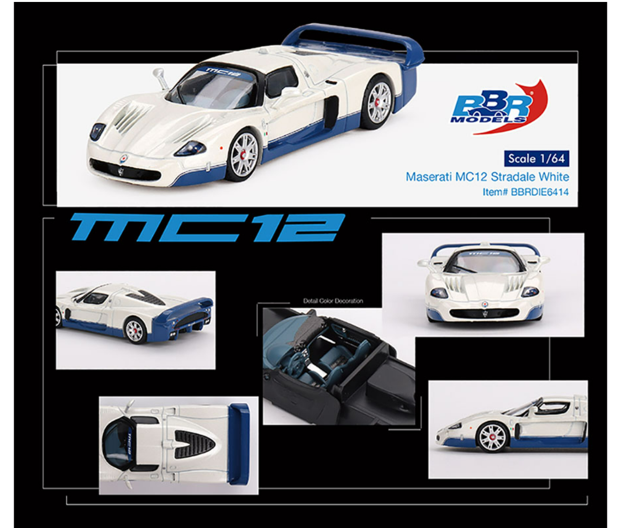 マテルエリート 1⁄18 マセラティ MC12 ホワイト⁄ブルー C99470010
