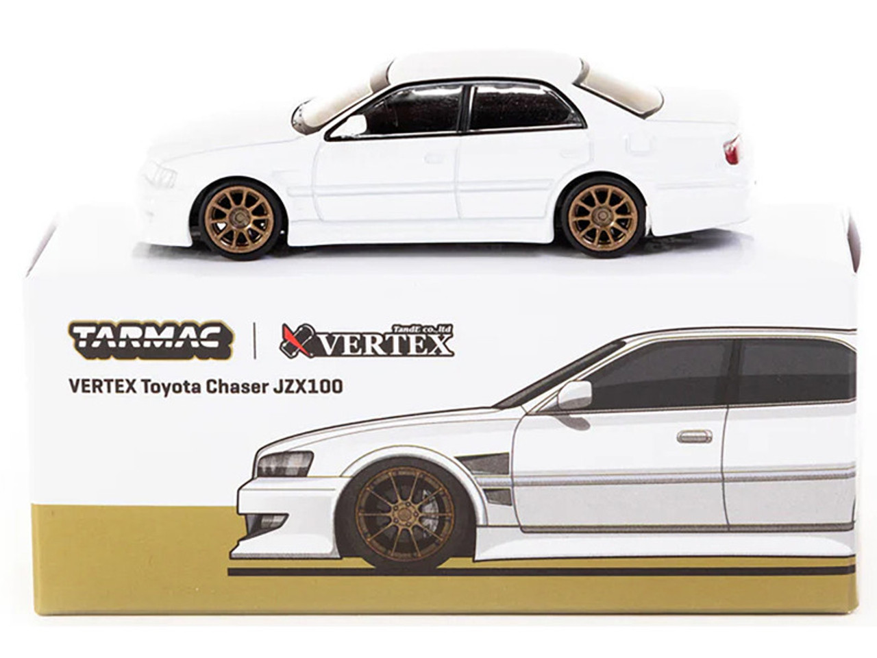 1/64 Tarmac Works VERTEX Toyota Chaser JZX100 (White Metallic) Diecast Car Model