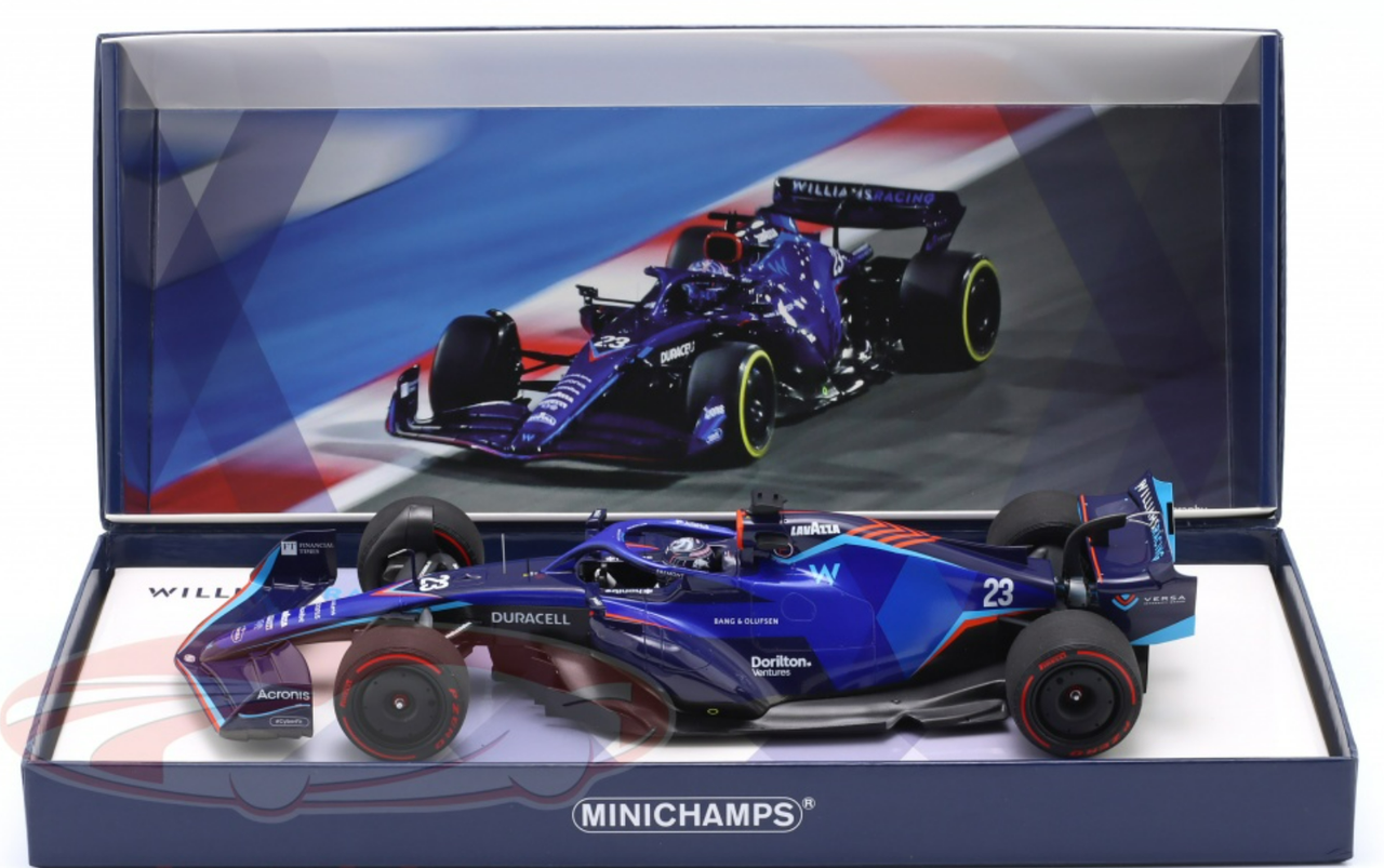 1/18 Minichamps 2022 Formula 1 Alexander Albon Williams FW44 #23 Bahrain GP Car Model with Collector's Box Limited