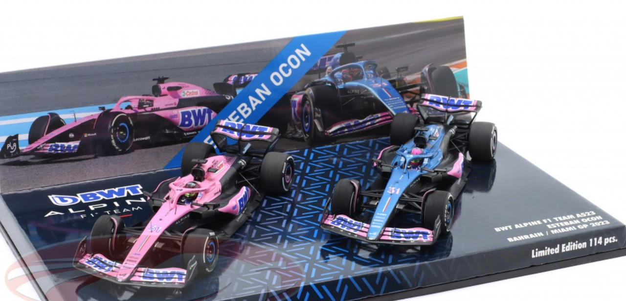 1/43 Minichamps 2023 Formula 1 2-Car Set Esteban Ocon #31 Bahrain & Miami GP Car Model