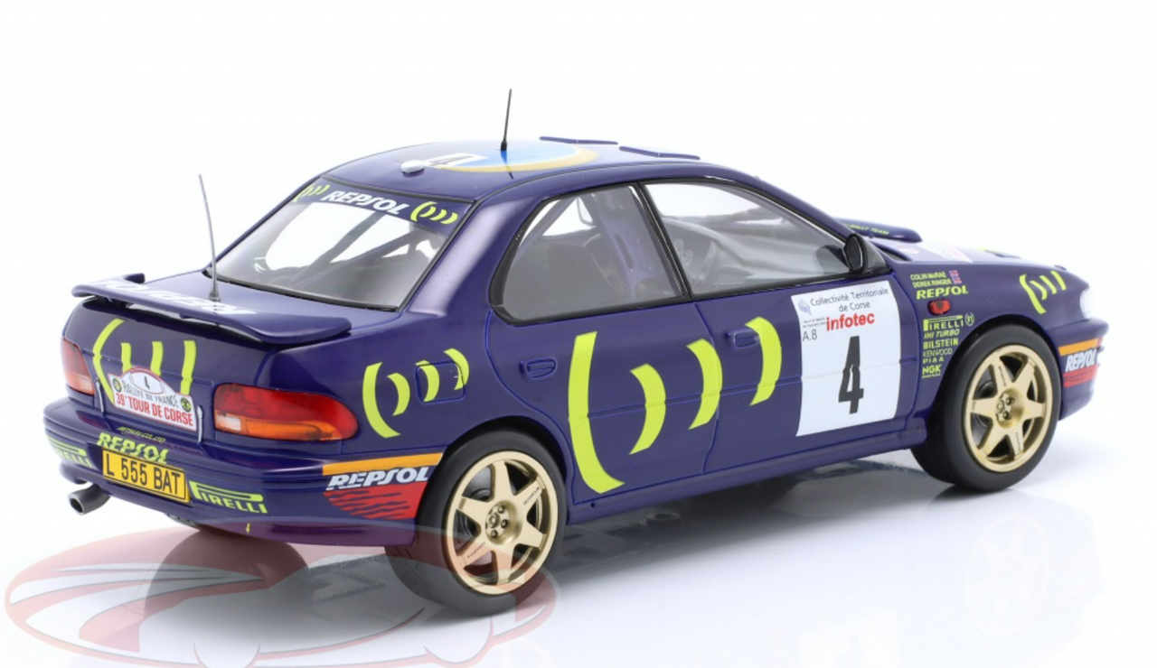 1/24 Ixo 1995 Subaru Impreza 555 #4 5th Rallye Tour de Corse 555 Subaru WRT Colin McRae, Derek Ringer Car Model