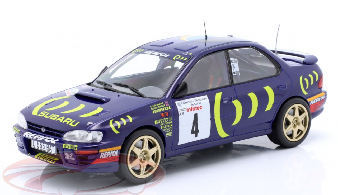 1/24 Ixo 1995 Subaru Impreza 555 #4 5th Rallye Tour de Corse 555 Subaru WRT Colin McRae, Derek Ringer Car Model