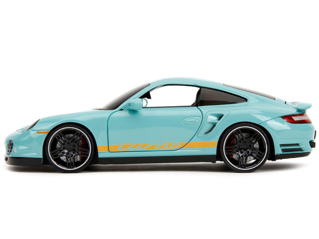Porsche 911 Turbo (997) Light Blue with Yellow Stripes 