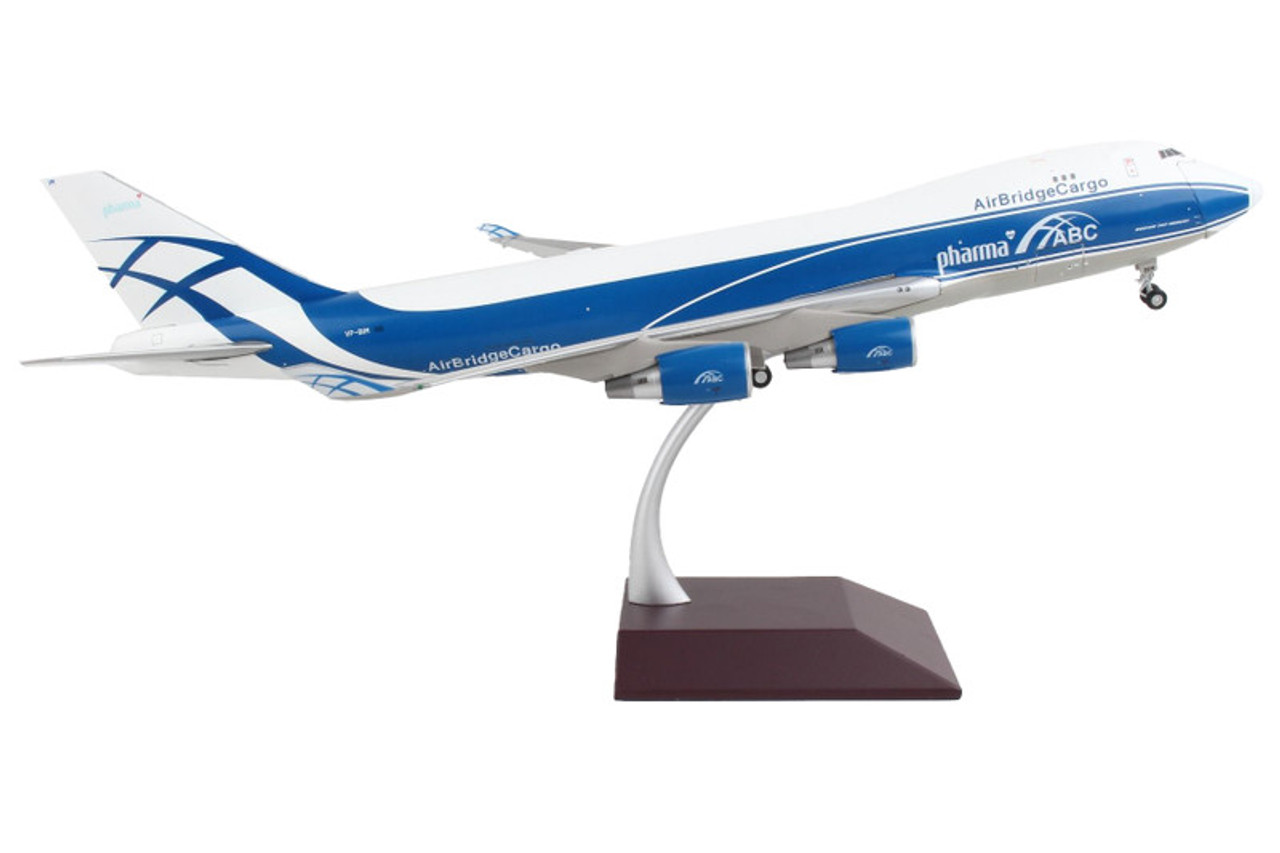 Boeing 747-400F Commercial Aircraft "AirBridgeCargo Airlines" White with Blue Stripes "Gemini 200 - Interactive" Series 1/200 Diecast Model Airplane by GeminiJets