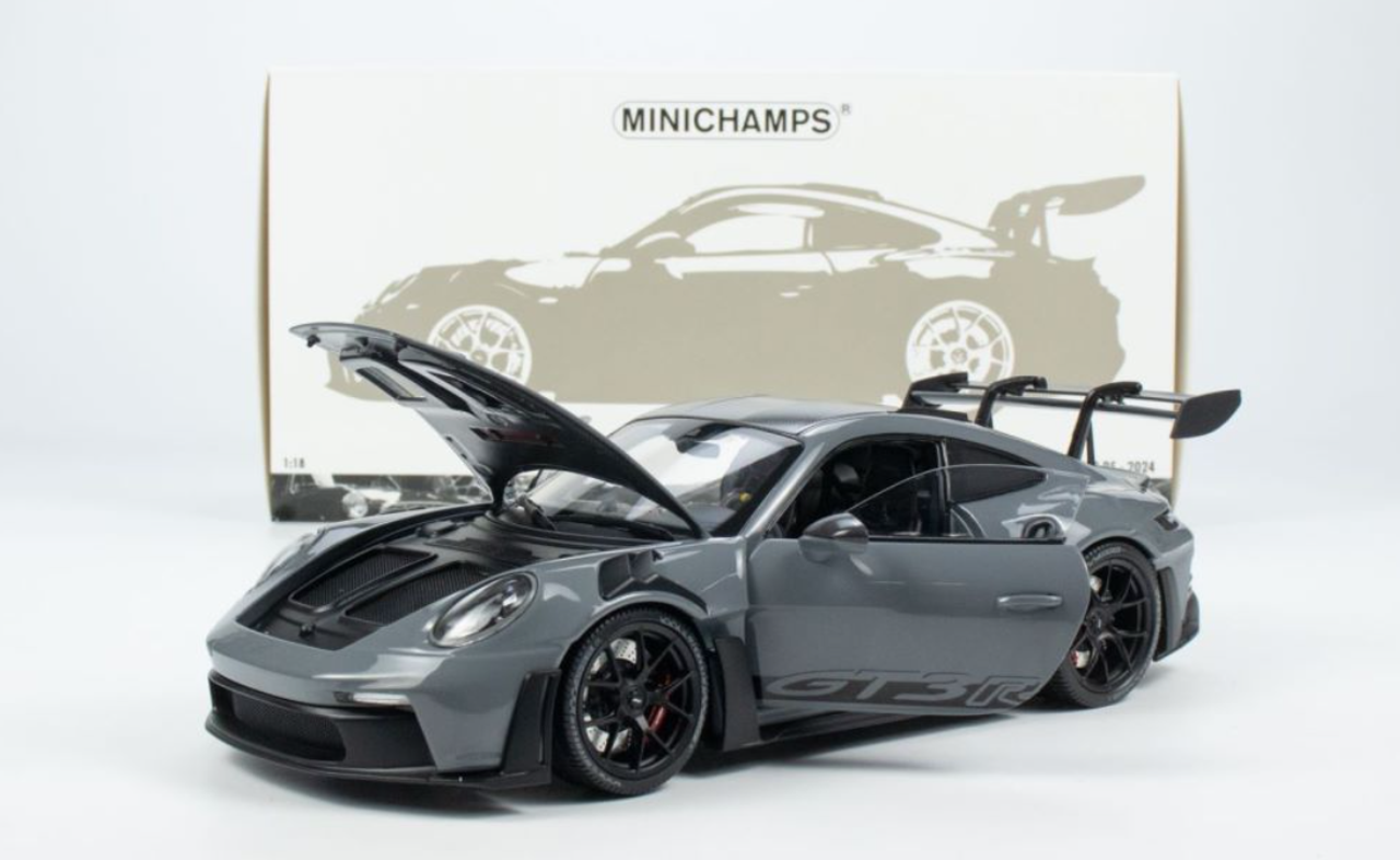 1/18 Minichamps 2024 Porsche 911 (992) GT3 RS Weissach Package (Arctic Grey) Diecast Car Model