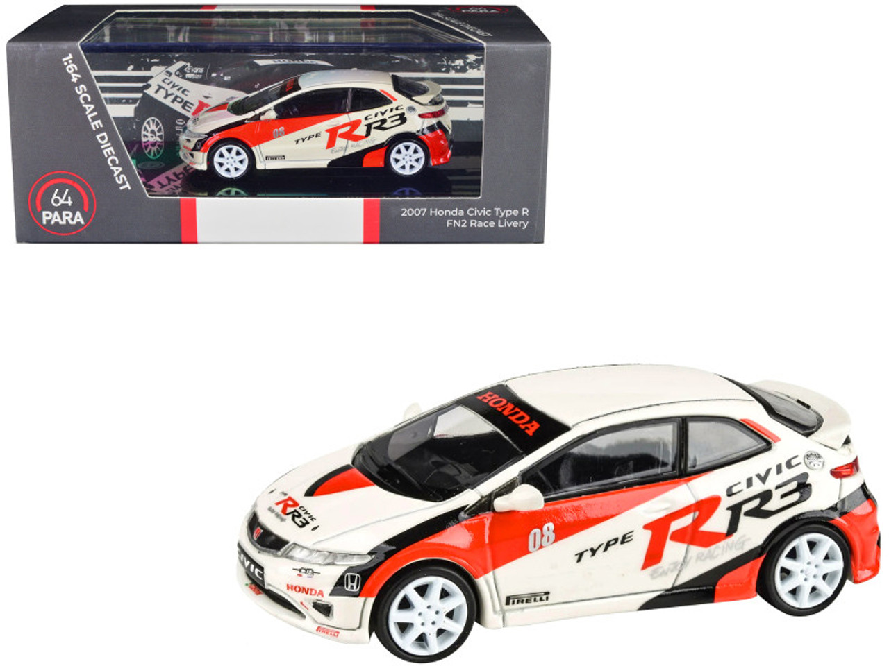 1/64 Paragon 2007 Honda Civic Type R FN2 Race Livery Diecast Car Model