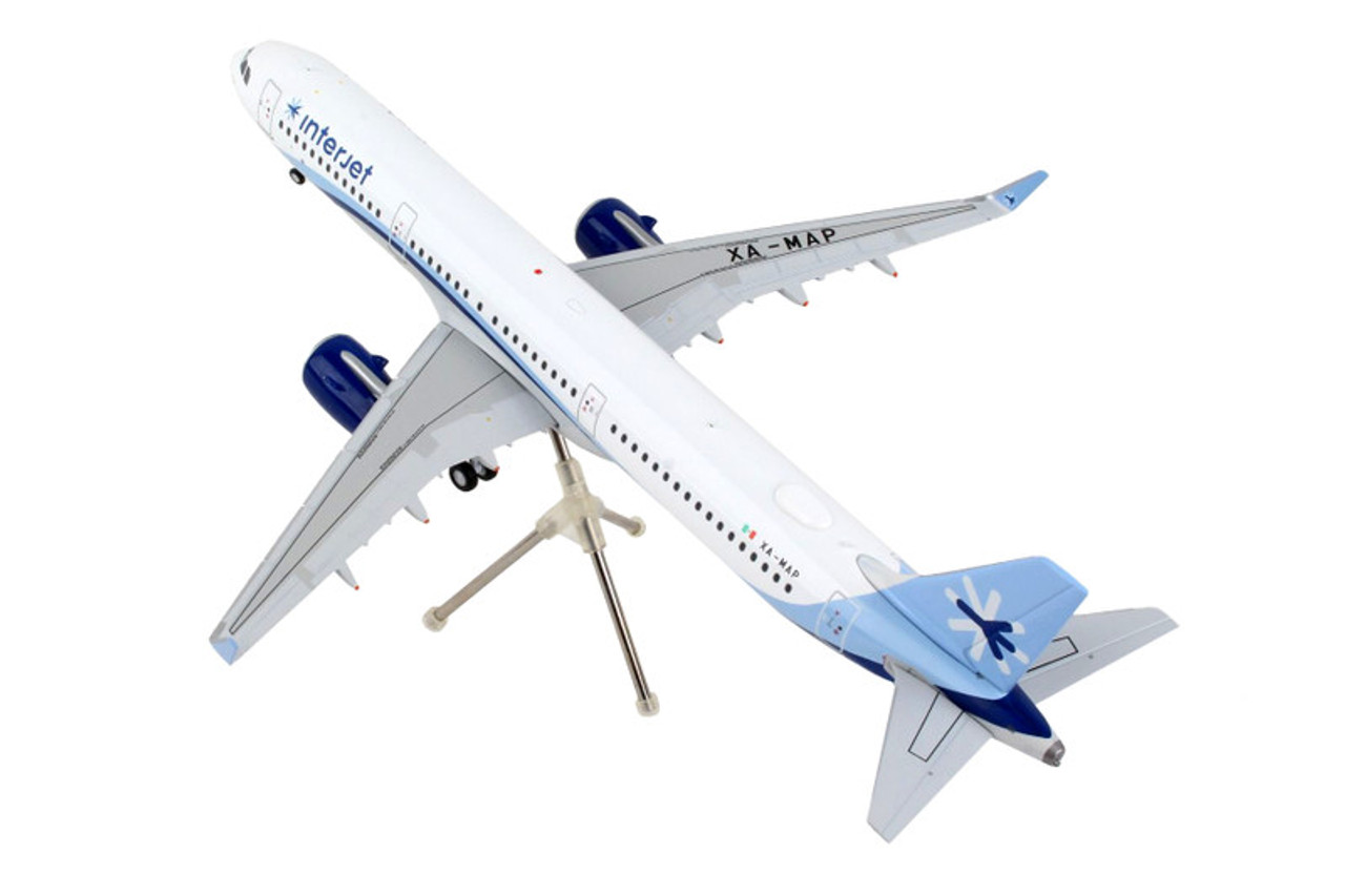 Airbus A321neo Commercial Aircraft "Interjet" White with Blue Stripes "Gemini 200" Series 1/200 Diecast Model Airplane by GeminiJets