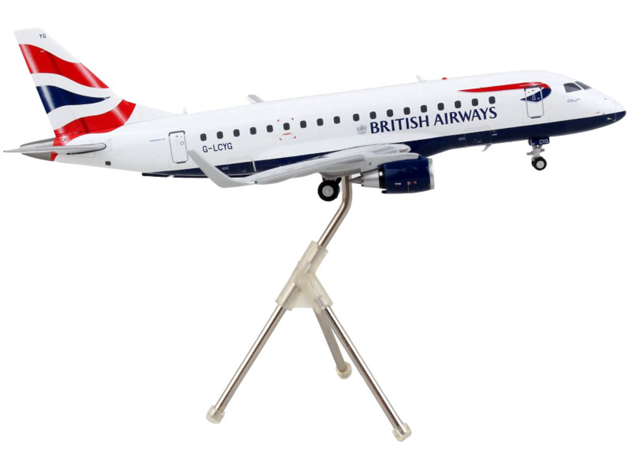 Embraer ERJ-170 Commercial Aircraft "British Airways" White with Striped Tail "Gemini 200" Series 1/200 Diecast Model Airplane by GeminiJets