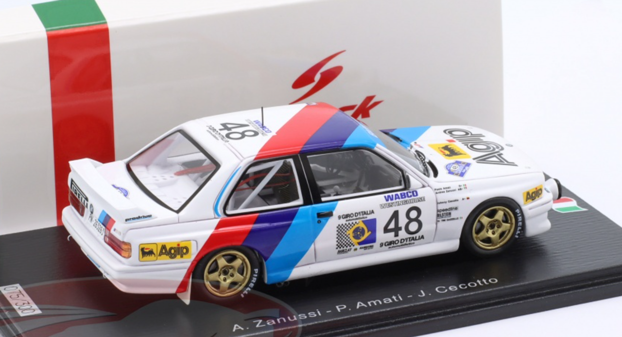 1/43 Spark 1988 BMW E30 M3 No.48 Prodrive Giro d’Italia A. Zanussi - P. Amati - J. Cecotto Car Model