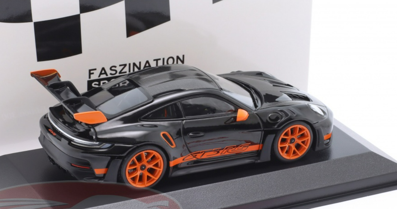 1/43 Minichamps 2023 Porsche 911 (992) GT3 RS Weissach Package (Black with Orange Accent) Car Model