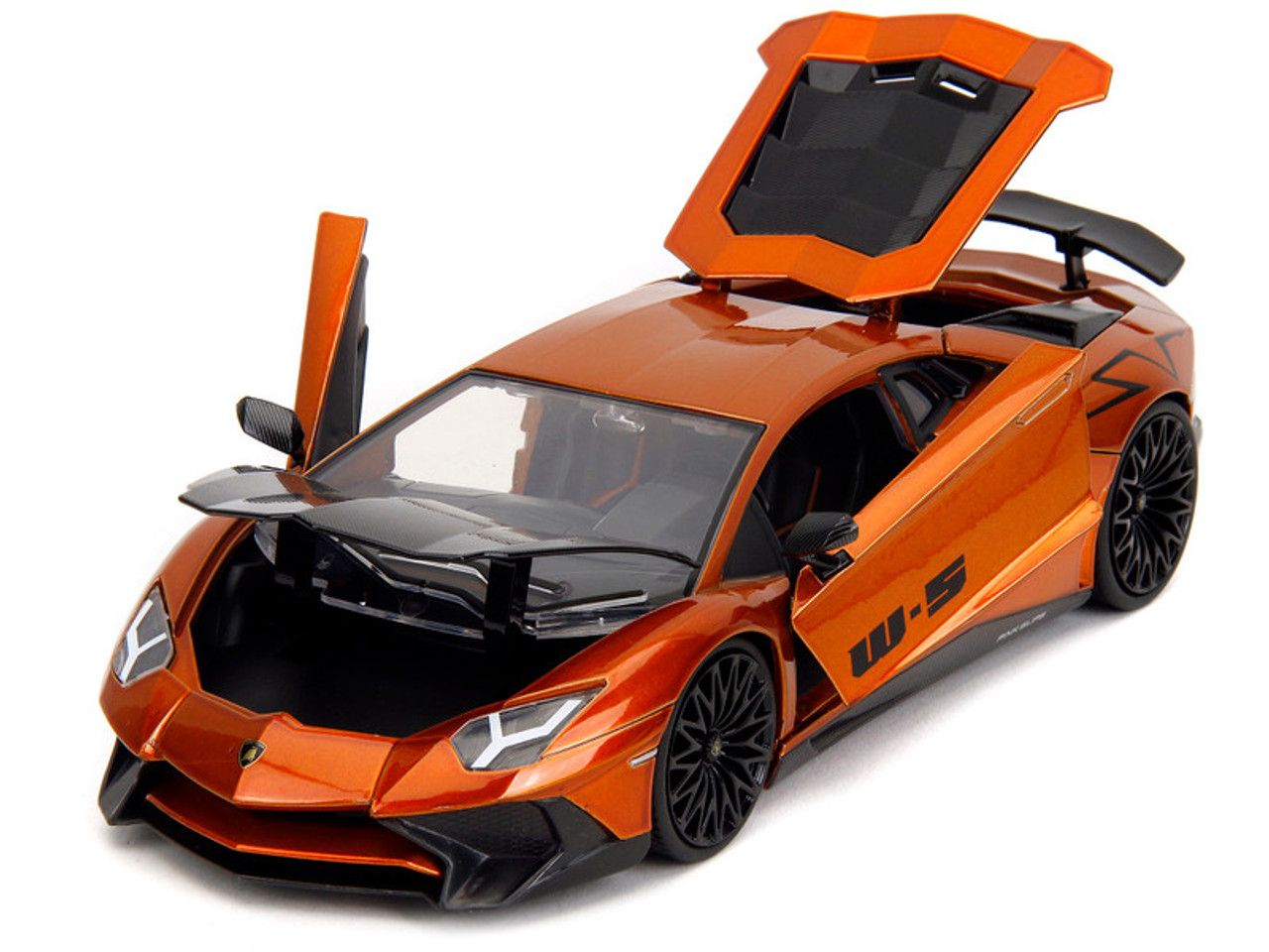 Lamborghini Aventador SV Orange Metallic with Carbon Hood "Pink Slips" Series 1/24 Diecast Model Car by Jada