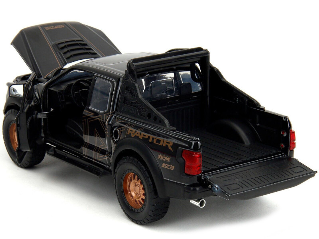2017 Ford F-150 Raptor Pickup Truck Black with Gold Graphics