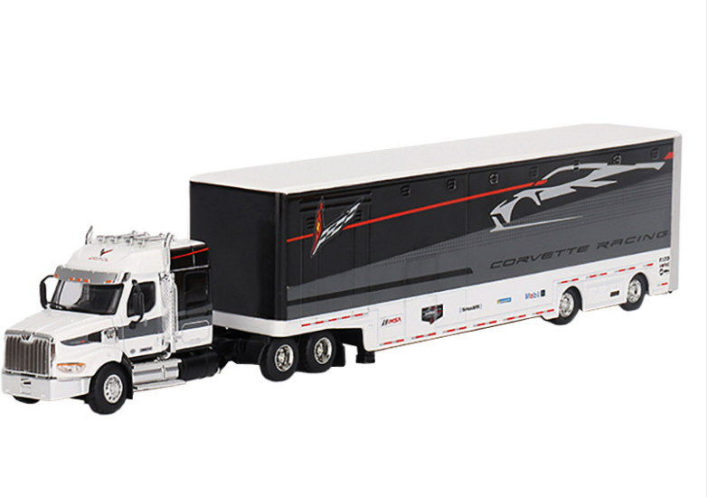 Set Mini GT 1:64 - Camion Western Star 49X Avec Remorque Transportant 2 Corvette C.8 Racing - Modèle MGTS0009