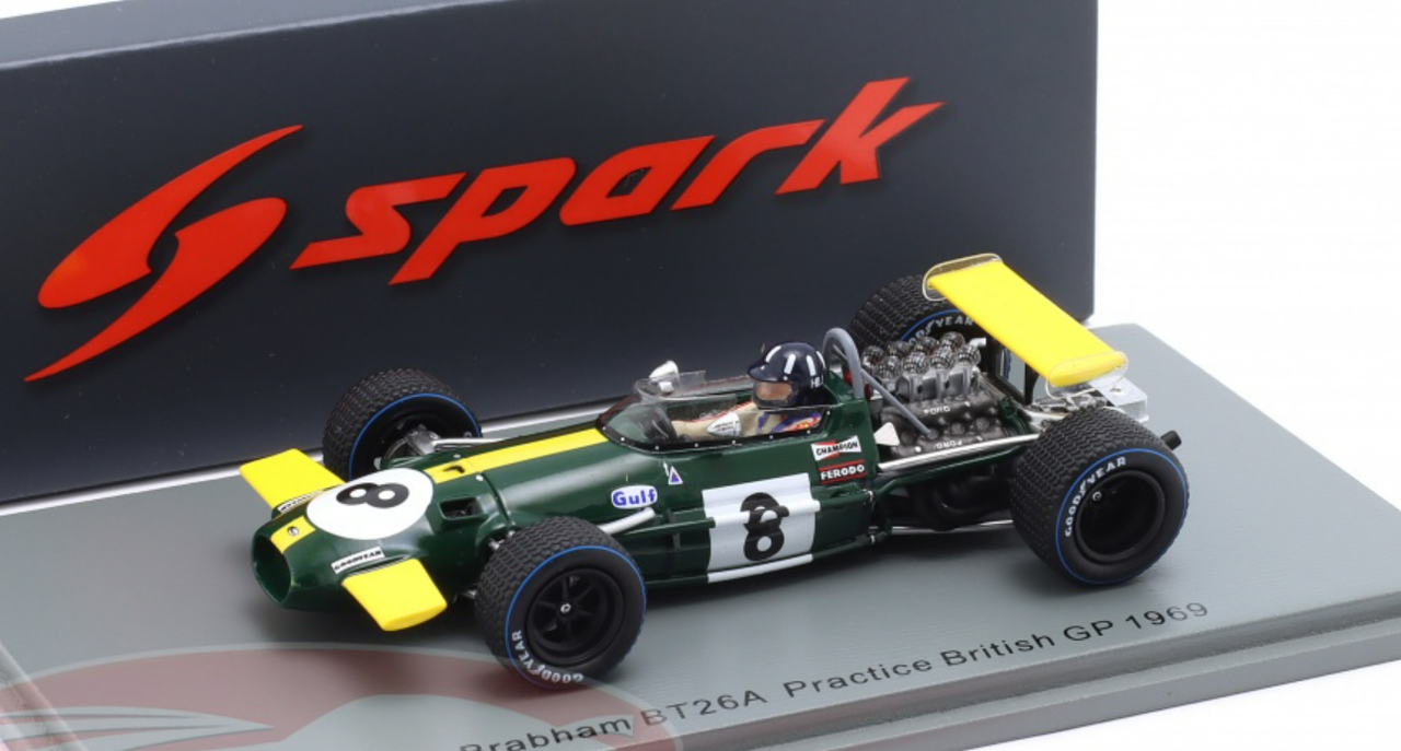 1/43 Spark 1969 Graham Hill Brabham BT26A #8 Practice British GP Graham Hill Car Model