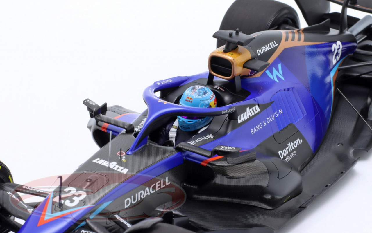 1/18 Minichamps 2022 Formula 1 Alexander Albon Williams FW44 #23 Miami GP Car Model with Collector's Box