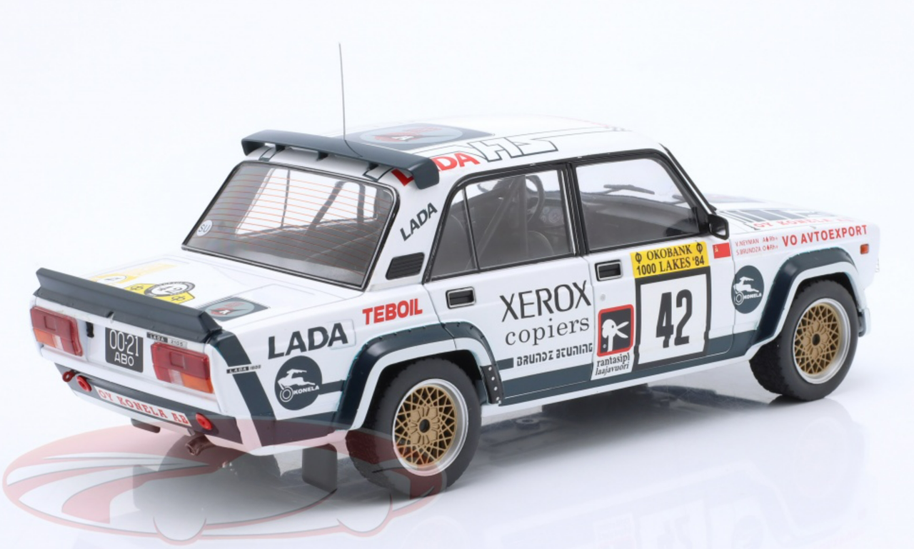 1/18 Ixo 1984 Lada VAZ 2105 VFTS #42 Rallye 1000 Lakes V/O Autosport Stasys Brundza, Vladimir Neyman Car Model