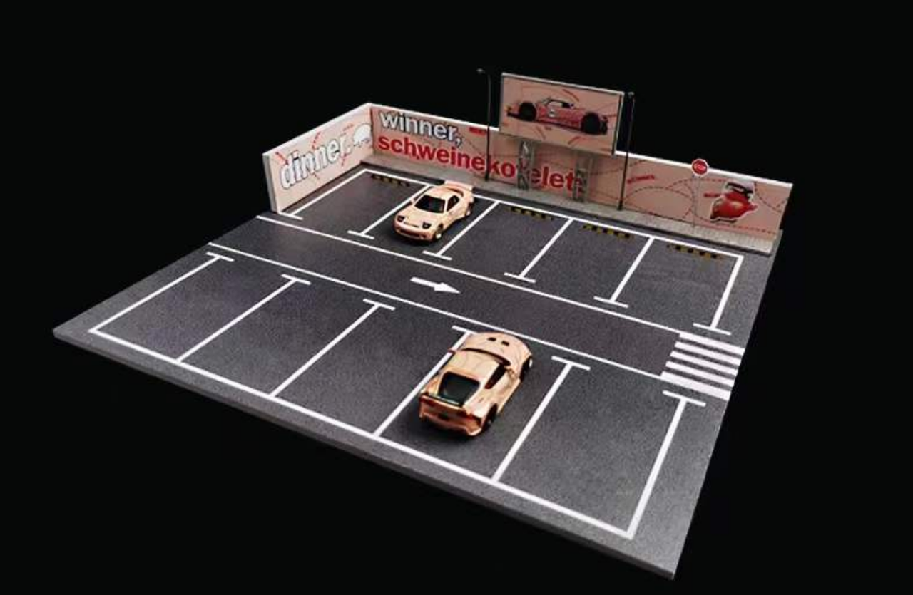 1/64 MoreArt Pink Pig Theme Parking Lot Diorama with Lights (car models NOT included)