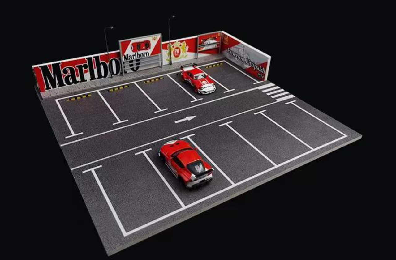 1/64 MoreArt Marlboro Theme Parking Lot Diorama with Lights (car models NOT included)