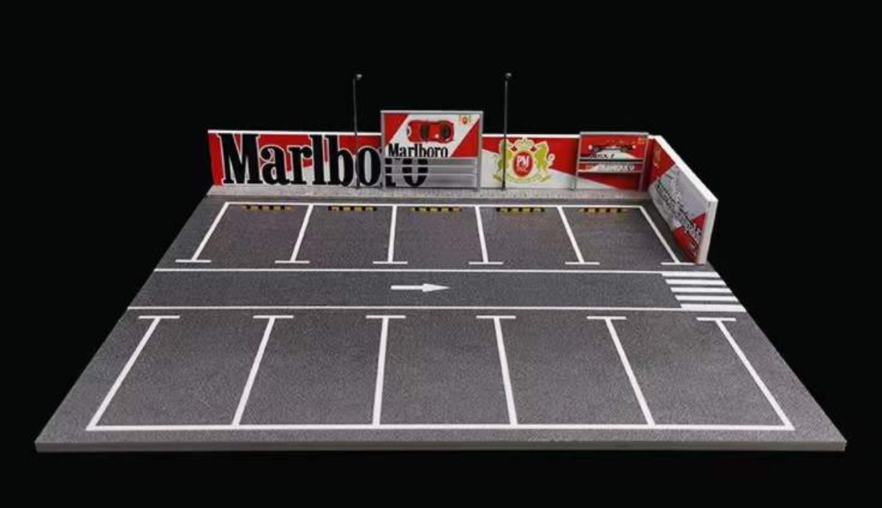 1/64 MoreArt Marlboro Theme Parking Lot Diorama with Lights (car models NOT included)