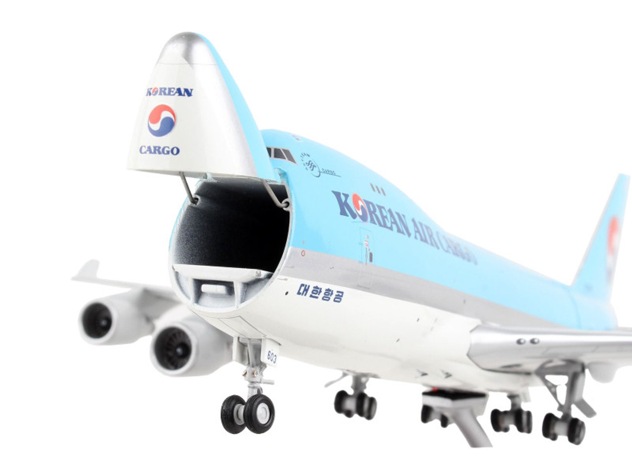 Boeing 747-400F Commercial Aircraft "Korean Air Cargo" Light Blue "Gemini 200 - Interactive" Series 1/200 Diecast Model Airplane by GeminiJets