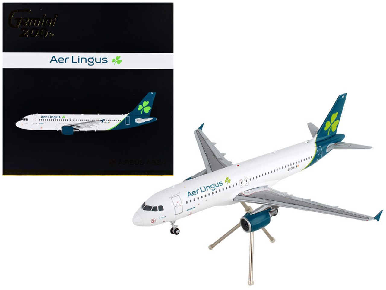 Airbus A320 Commercial Aircraft "Aer Lingus" White with Teal Tail "Gemini 200" Series 1/200 Diecast Model Airplane by GeminiJets